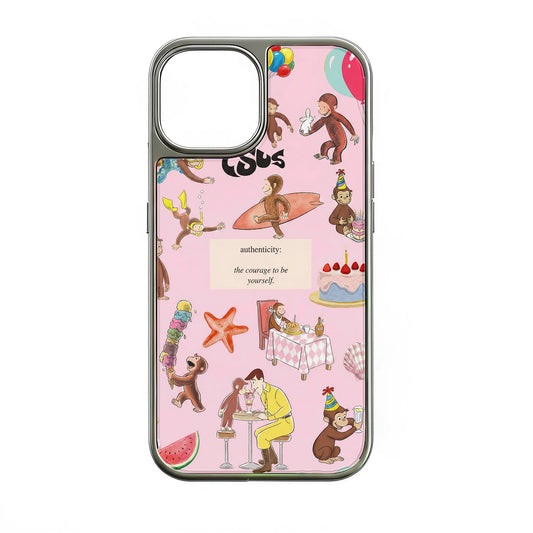 Holographic Chrome Curious Monkey Phone Case - Fun and Colorful