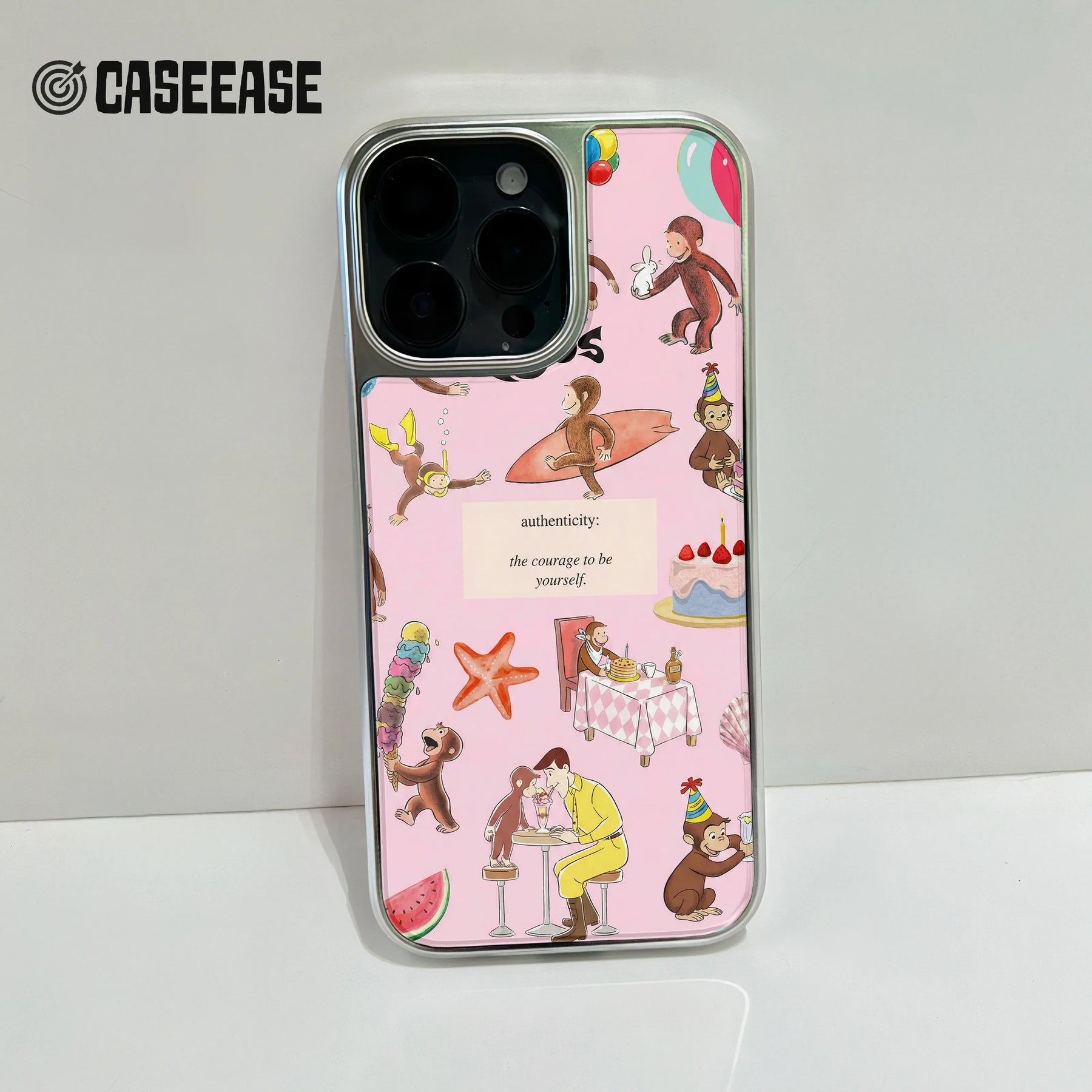 Holographic Chrome Curious Monkey Phone Case - Fun and Colorful