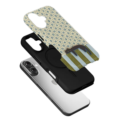 Hanging Cat Phone Case with Vintage Floral