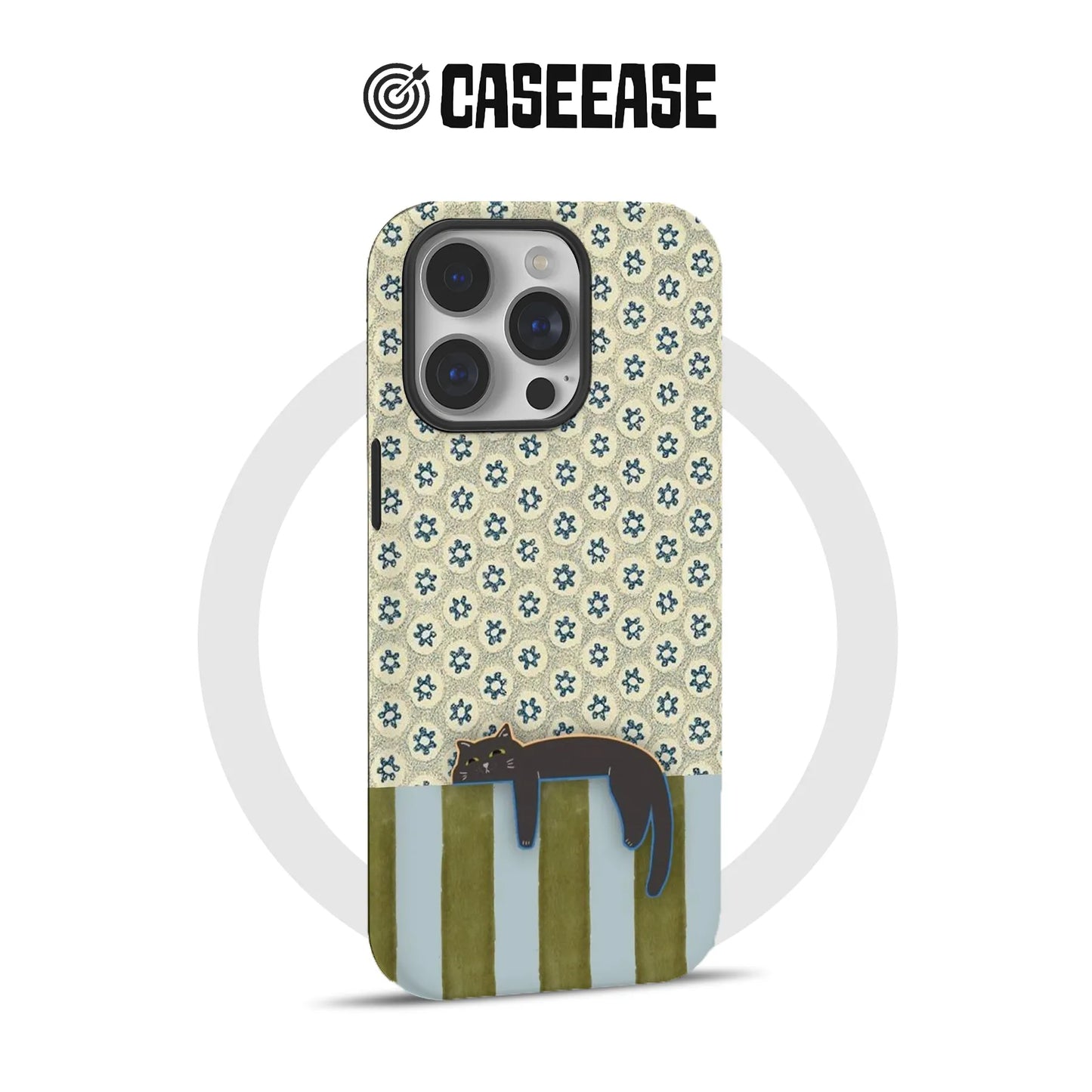 Hanging Cat Phone Case with Vintage Floral