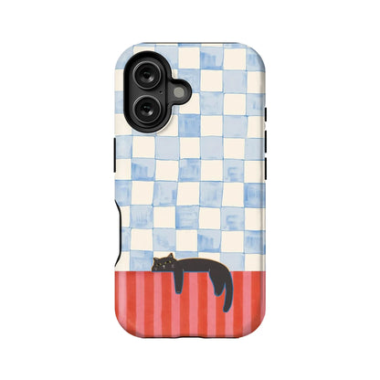 Hanging Cat and Checkerboard Phone Case