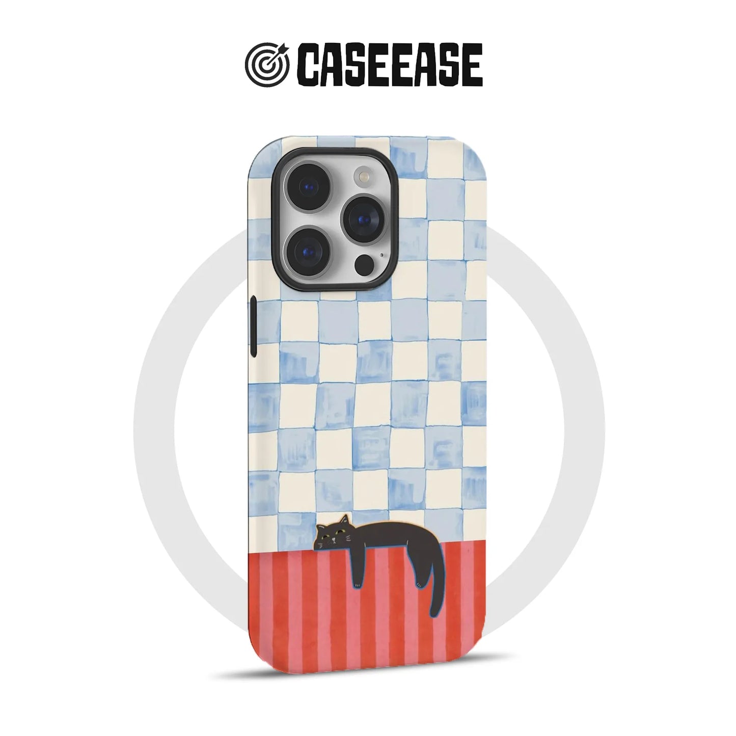 Hanging Cat and Checkerboard Phone Case