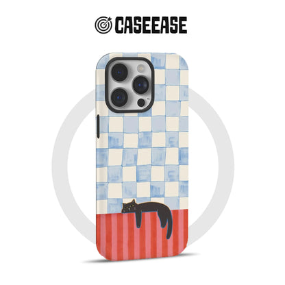 Hanging Cat and Checkerboard Phone Case