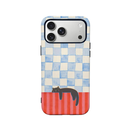 Hanging Cat and Checkerboard Phone Case