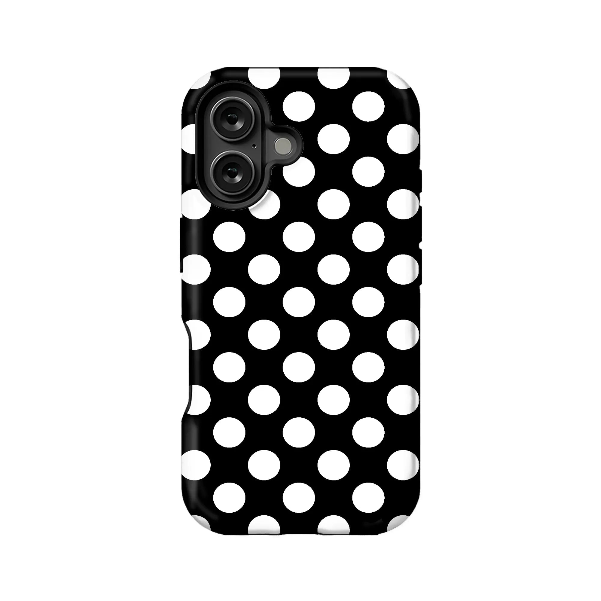 Funda clásica para teléfono con lunares blancos y negros