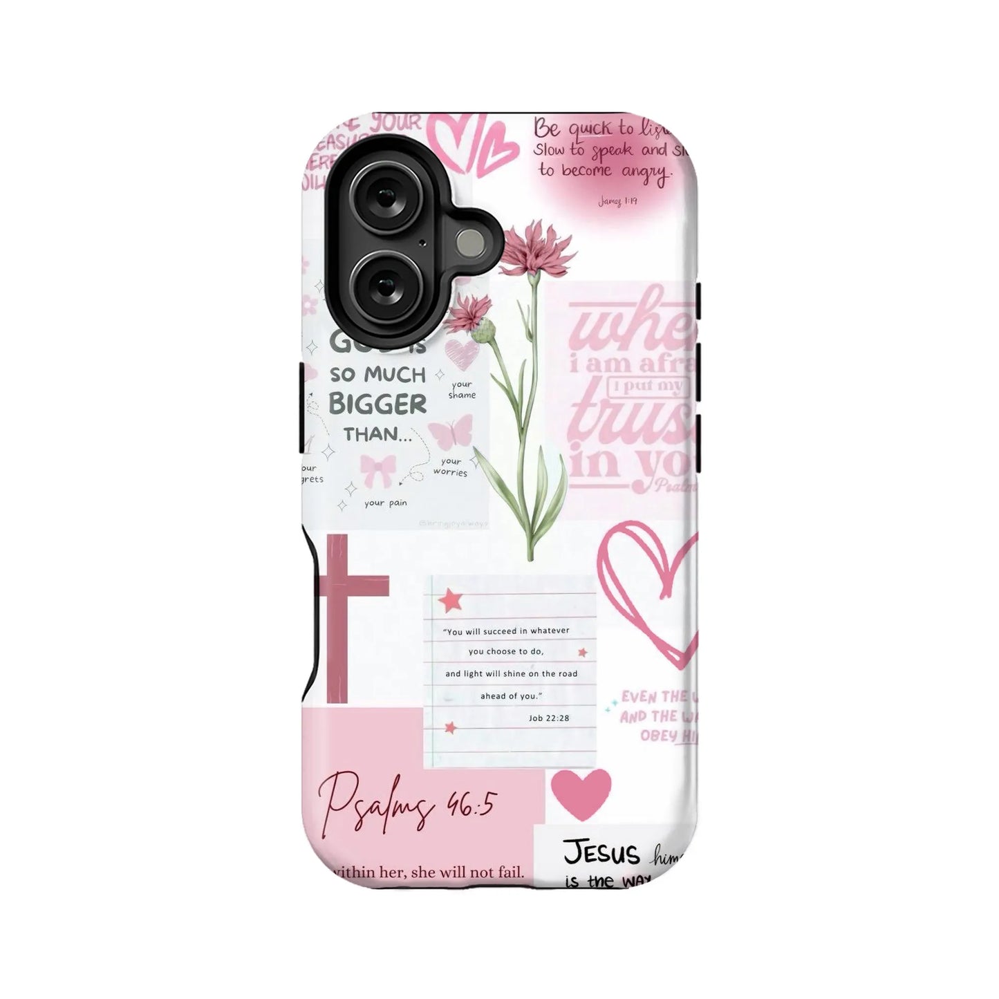 Red Bible Verse Phone Case – Psalm 46:5 Christian Floral Faith Design