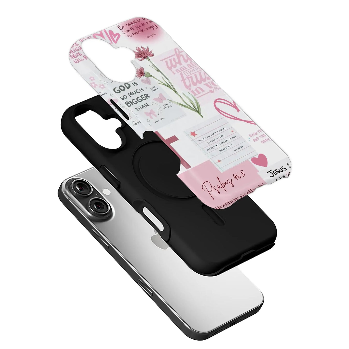 Red Bible Verse Phone Case – Psalm 46:5 Christian Floral Faith Design
