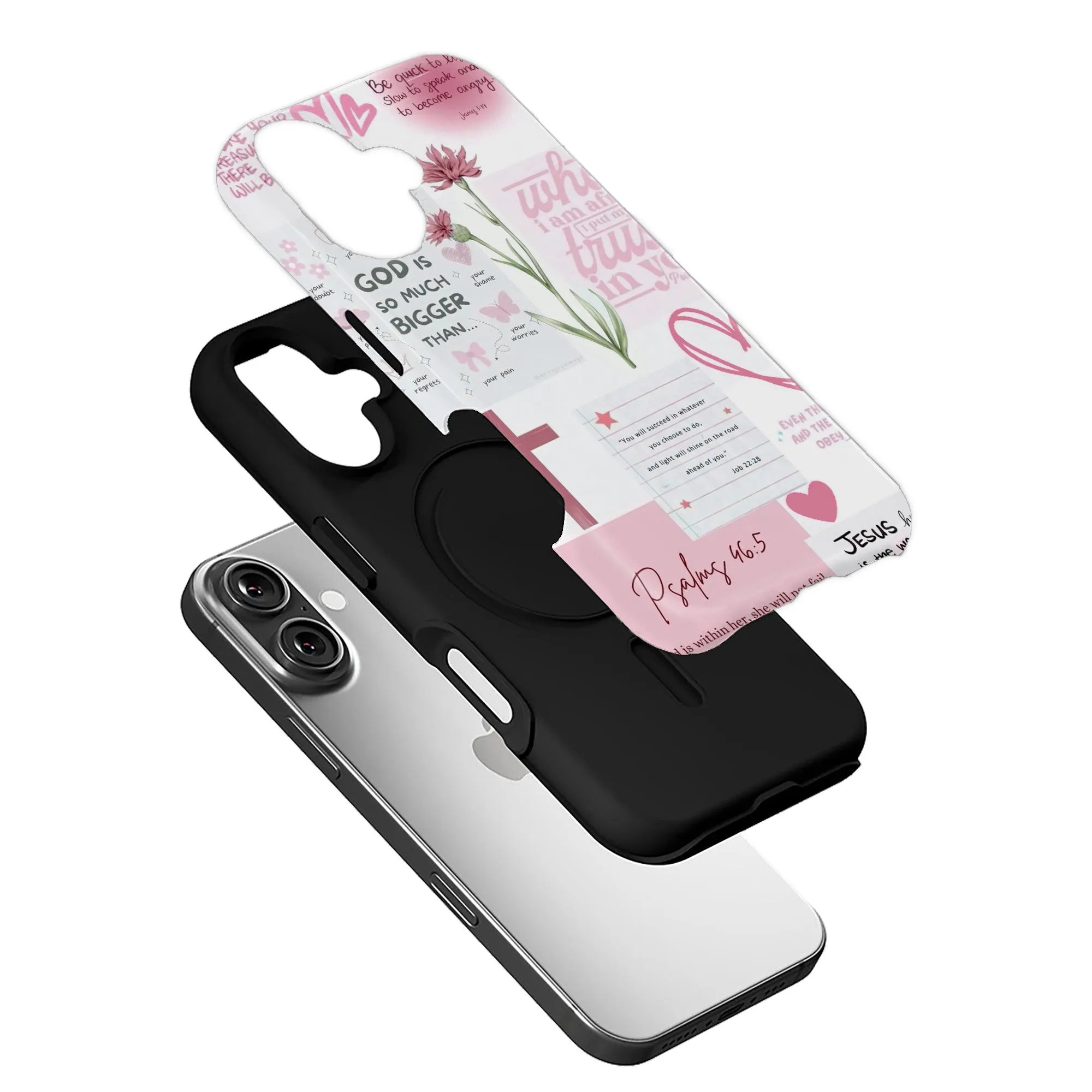 Red Bible Verse Phone Case – Psalm 46:5 Christian Floral Faith Design