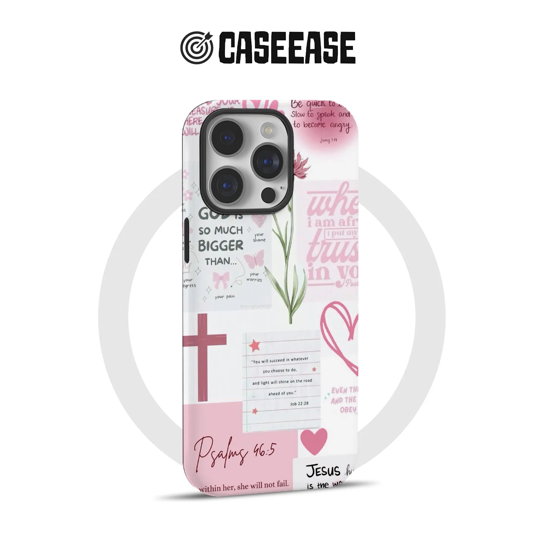 Red Bible Verse Phone Case – Psalm 46:5 Christian Floral Faith Design