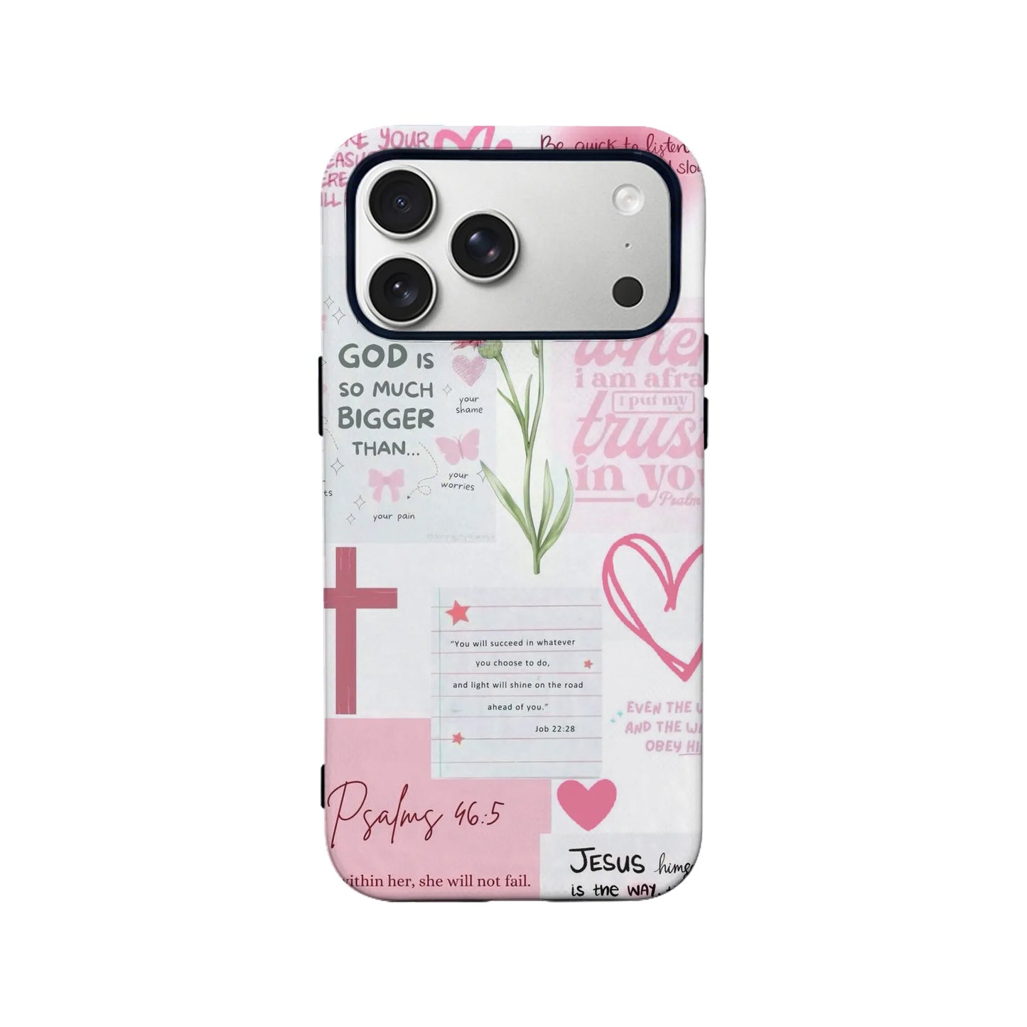 Red Bible Verse Phone Case – Psalm 46:5 Christian Floral Faith Design