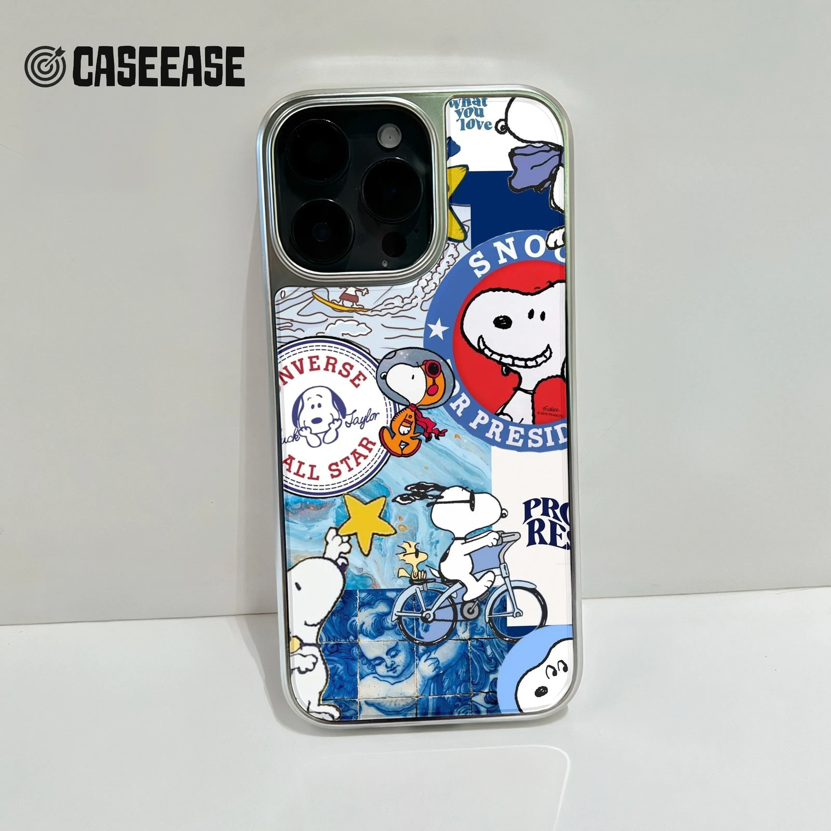 Holographic Chrome Snoopy Phone Case - Fun Vintage Design