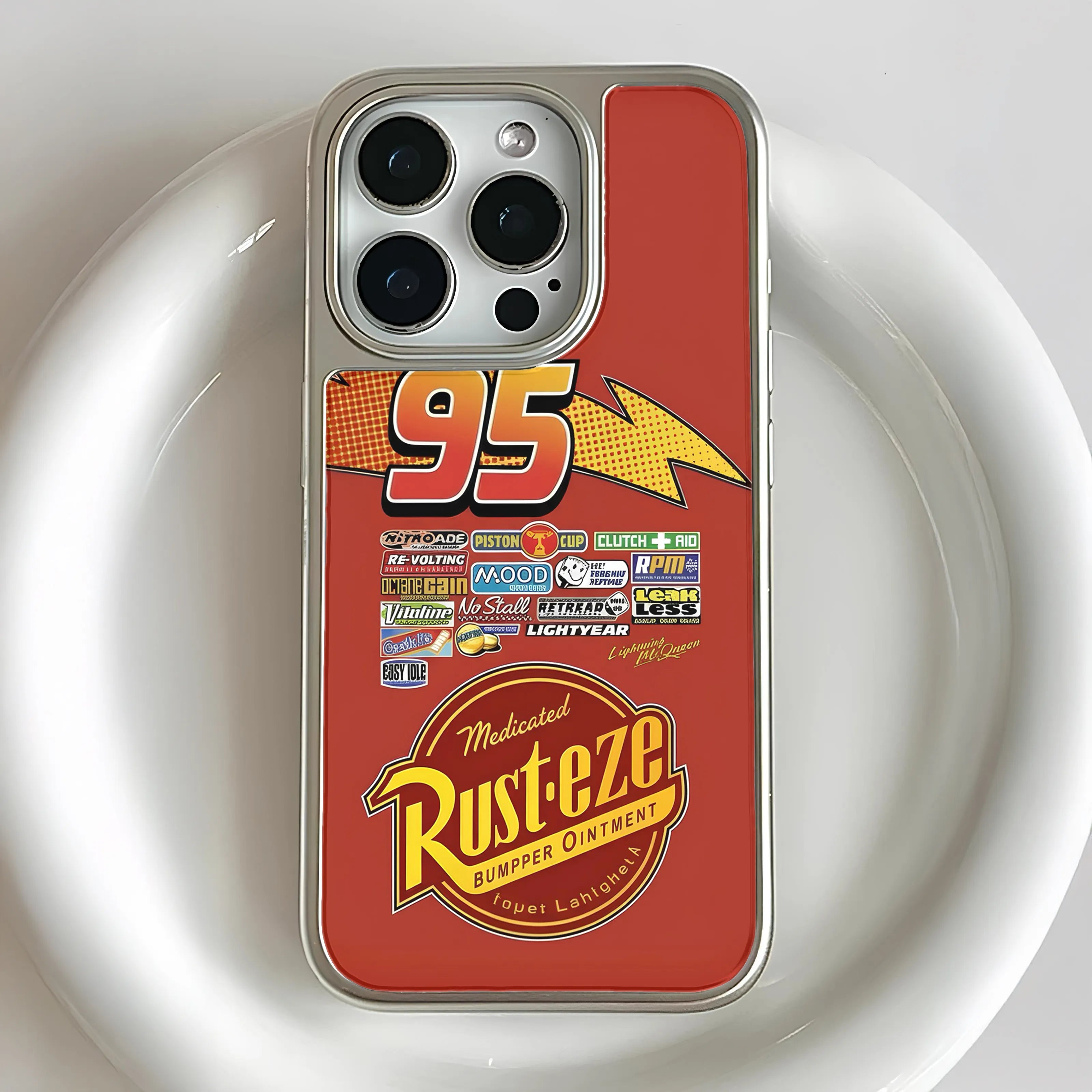 Holographic Chrome Lightning McQueen Phone Case - Red Racing Design