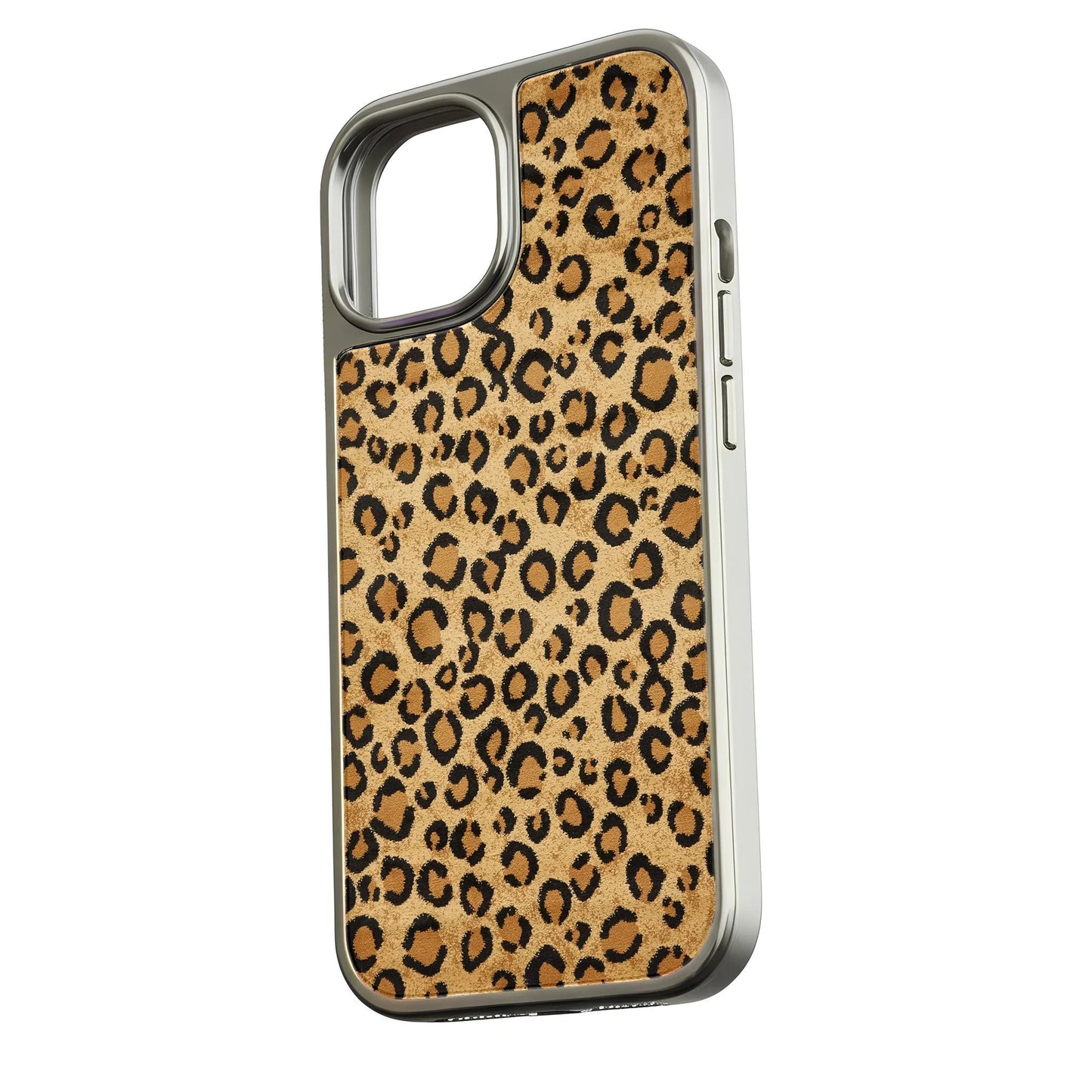 Holographic Chrome Leopard Print Phone Case - Bold Animal Print Design