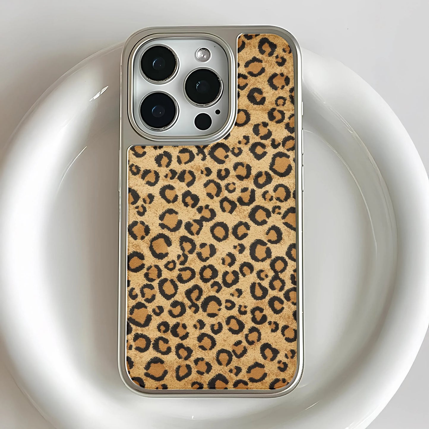 Holographic Chrome Leopard Print Phone Case - Bold Animal Print Design