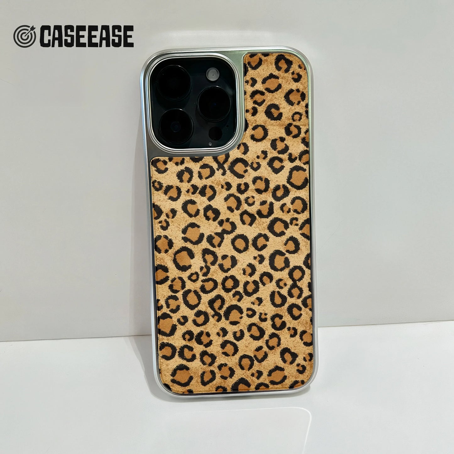 Holographic Chrome Leopard Print Phone Case - Bold Animal Print Design