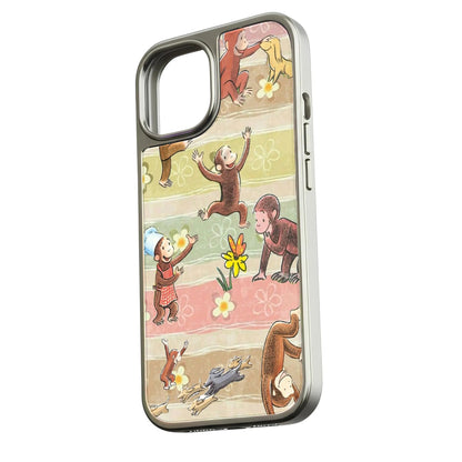 Funda holográfica cromada con diseño de mono curioso - Diseño colorido