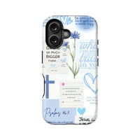Funda para teléfono azul con versículo bíblico – Salmo 46:5, diseño floral cristiano de fe