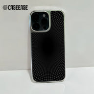 홀로그램 크롬 iPhone 15 Pro 폰 케이스 - 블랙 그리드 디자인