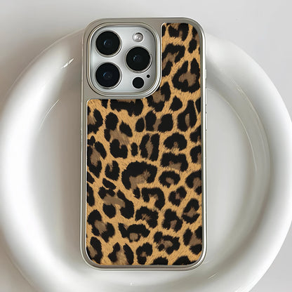 Funda holográfica de leopardo cromada para iPhone 14 - Estampado animal feroz