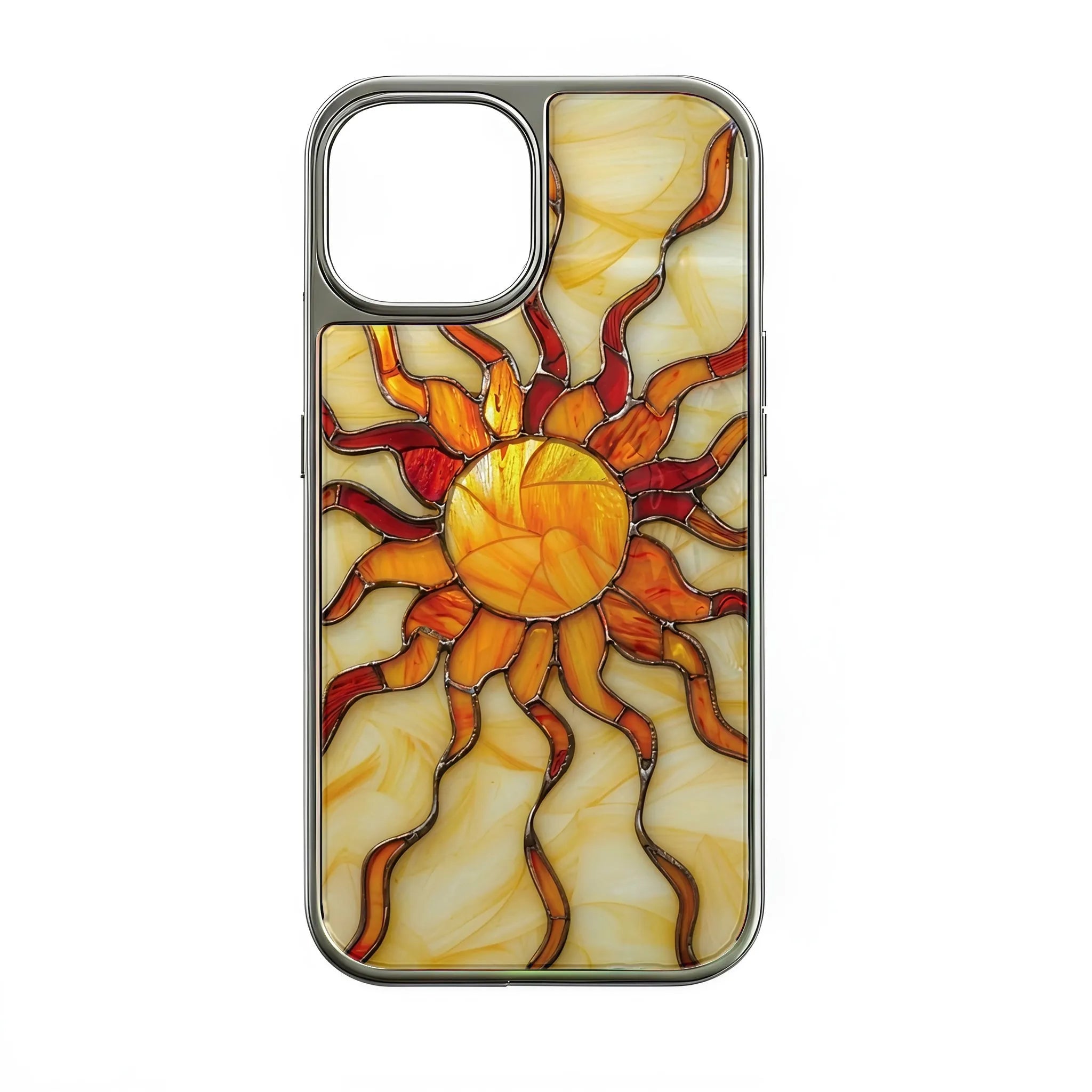 Holographic Chrome Sun Phone Case - Stained Glass Design & Vibrant Colors