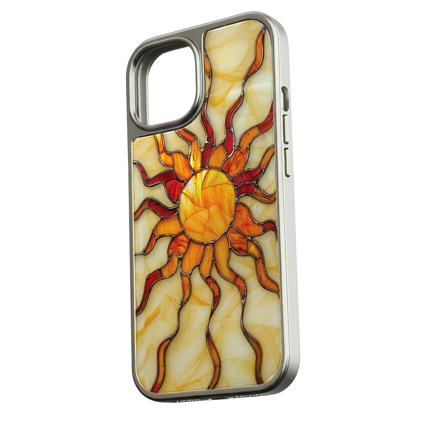 Holographic Chrome Sun Phone Case - Stained Glass Design & Vibrant Colors