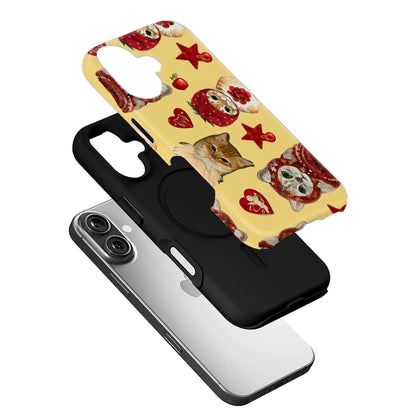 Bonita funda para teléfono con gato y fresa