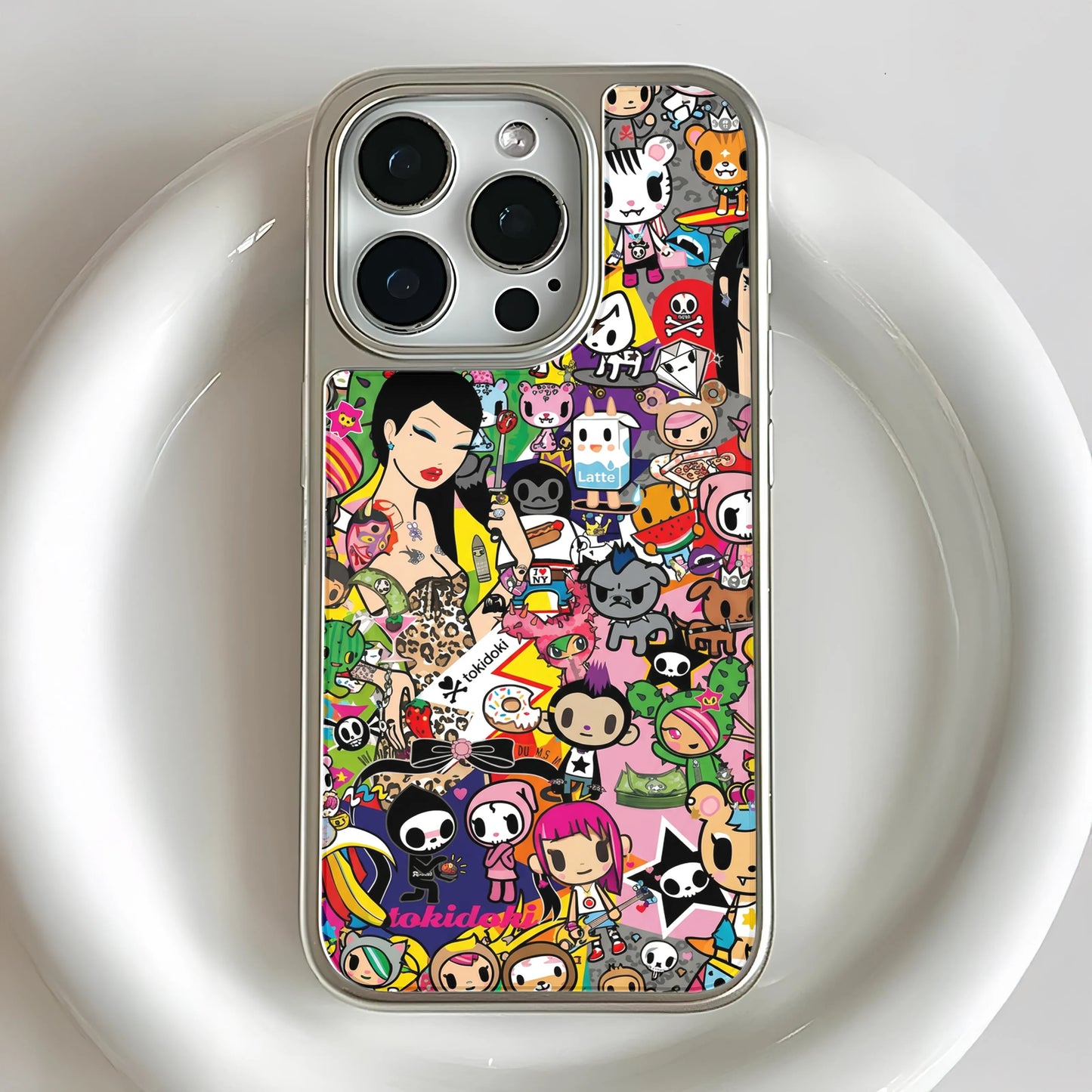 Holographic Chrome Phone Case - Colorful Character Design