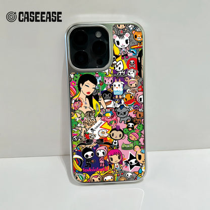 Holographic Chrome Phone Case - Colorful Character Design