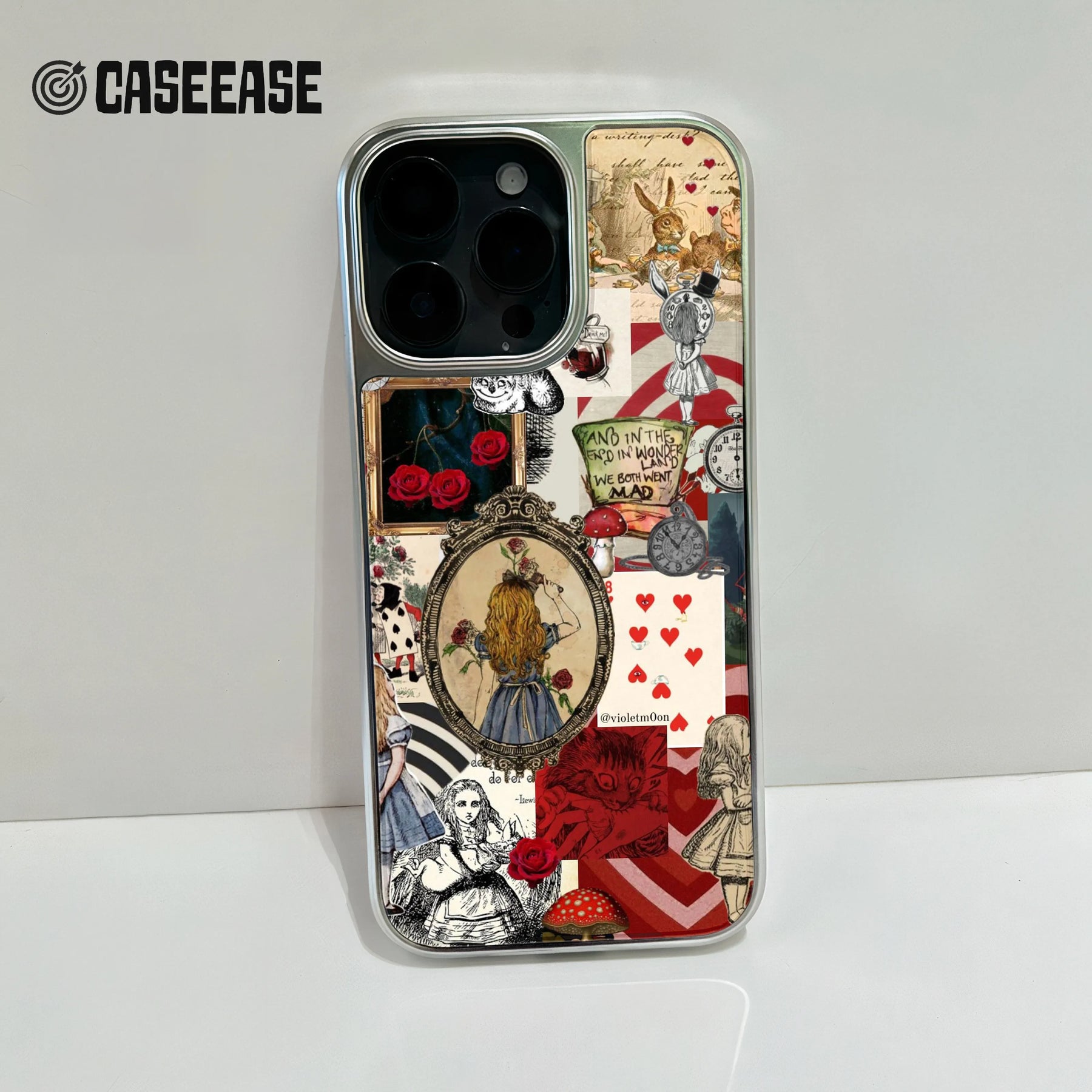 Funda para teléfono holográfica cromada de Alicia en el País de las Maravillas - Diseño caprichoso
