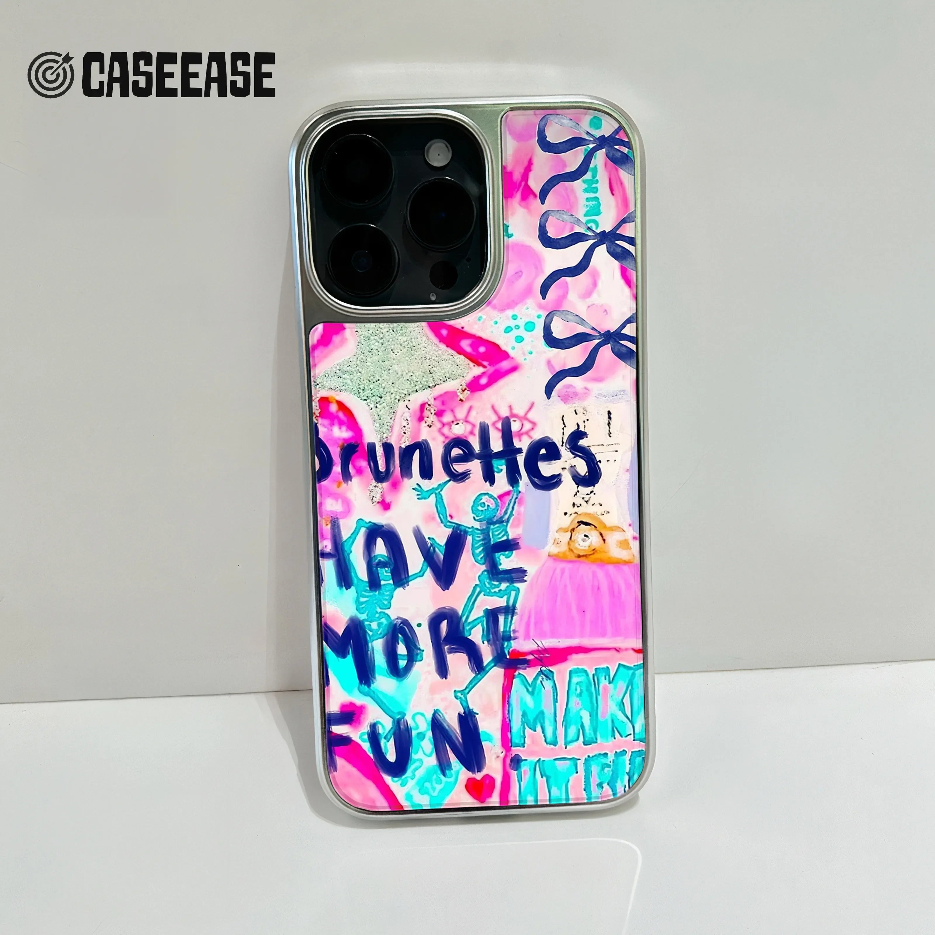 Holographic Chrome Brunettes Phone Case - Fun and Artistic Design