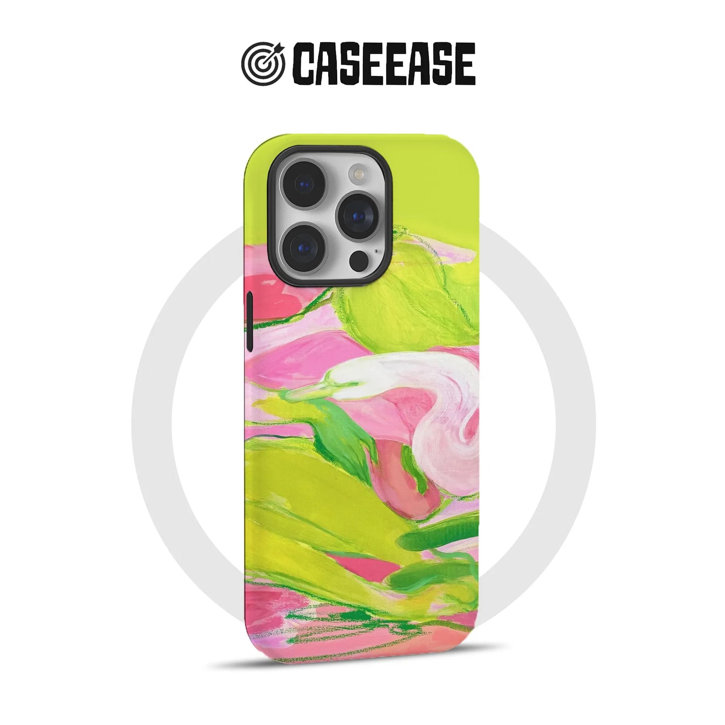 Vibrant Floral Phone Case with Abstract Art