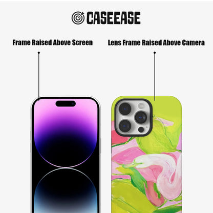 Vibrant Floral Phone Case with Abstract Art