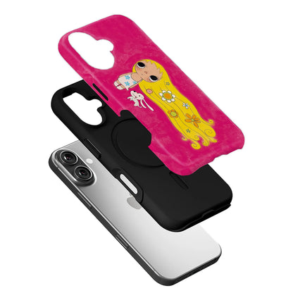 Cute Doll Phone Case with Pink Background