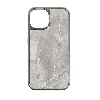 Holographic Chrome iPhone 15 Pro Case - Elegant Grey Marble Design