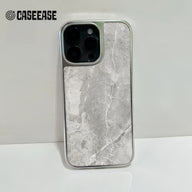 홀로그램 크롬 iPhone 15 Pro 케이스 - 우아한 회색 대리석 디자인