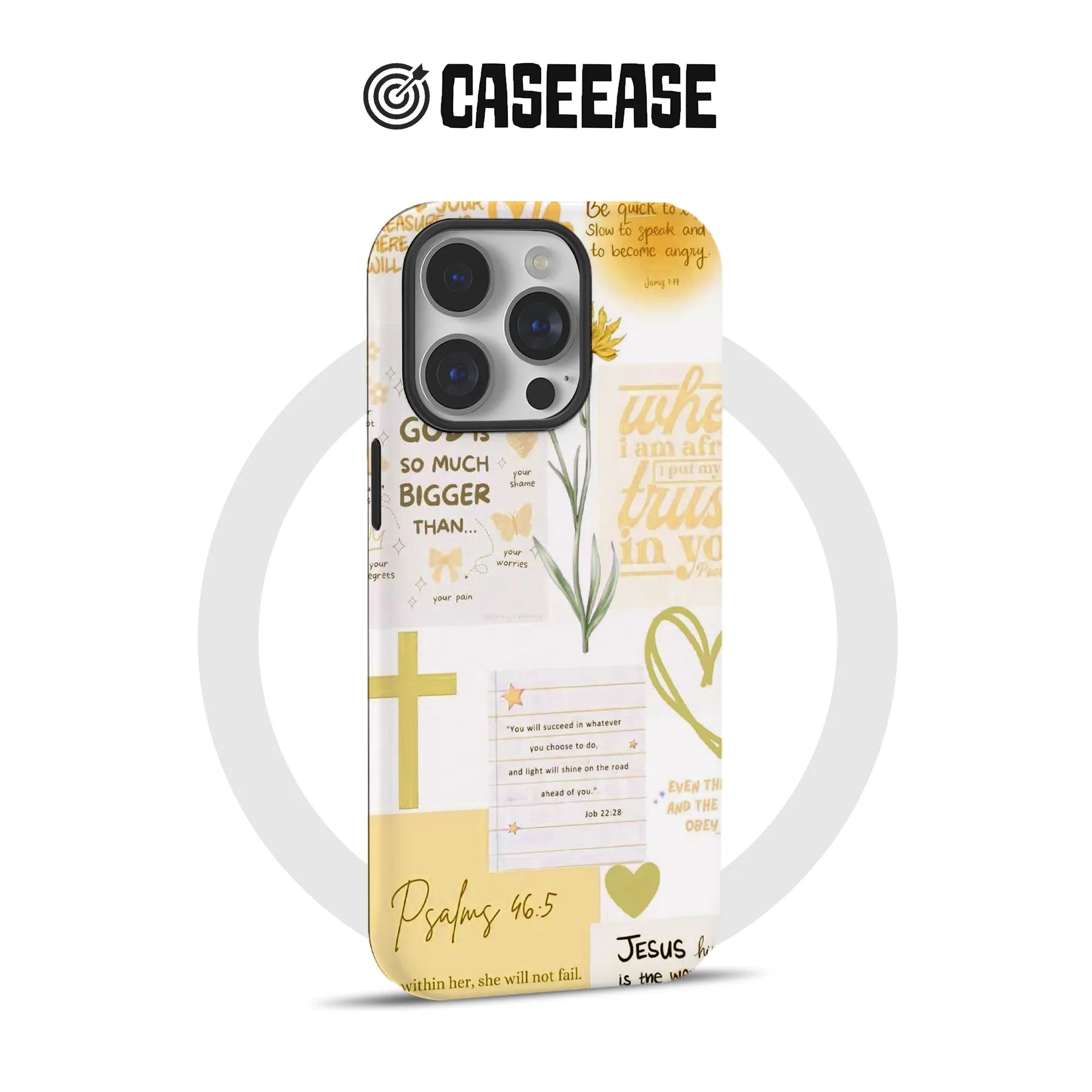 Yellow Bible Verse Phone Case – Psalm 46:5 Christian Floral Faith Design