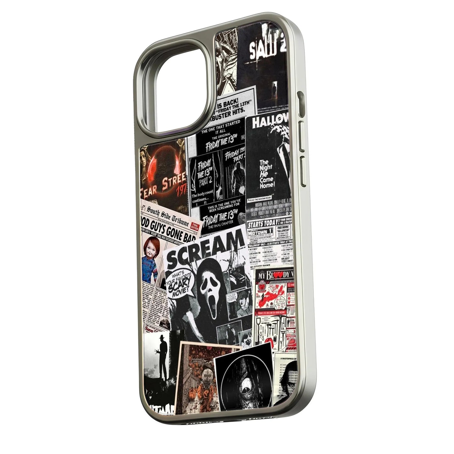 Holographic Chrome Horror Movie Phone Case - Retro Design & Durable Protection