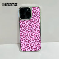 Funda holográfica de leopardo rosa cromado para iPhone 15 Pro: elegante estampado animal