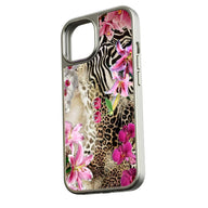 Funda para teléfono holográfica cromada con estampado floral exótico: la naturaleza se une al estilo
