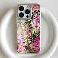 Funda para teléfono holográfica cromada con estampado floral exótico: la naturaleza se une al estilo
