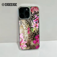 Funda para teléfono holográfica cromada con estampado floral exótico: la naturaleza se une al estilo