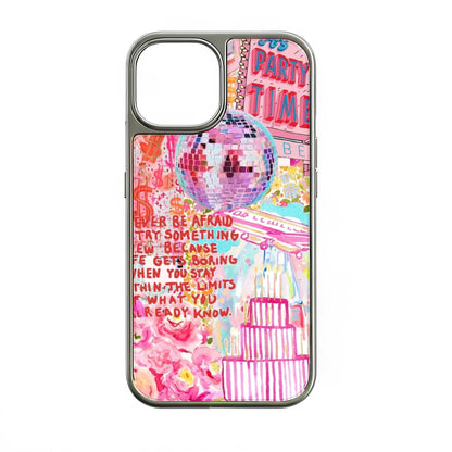Funda para teléfono holográfica cromada con diseño de fiesta - Diseño disco colorido