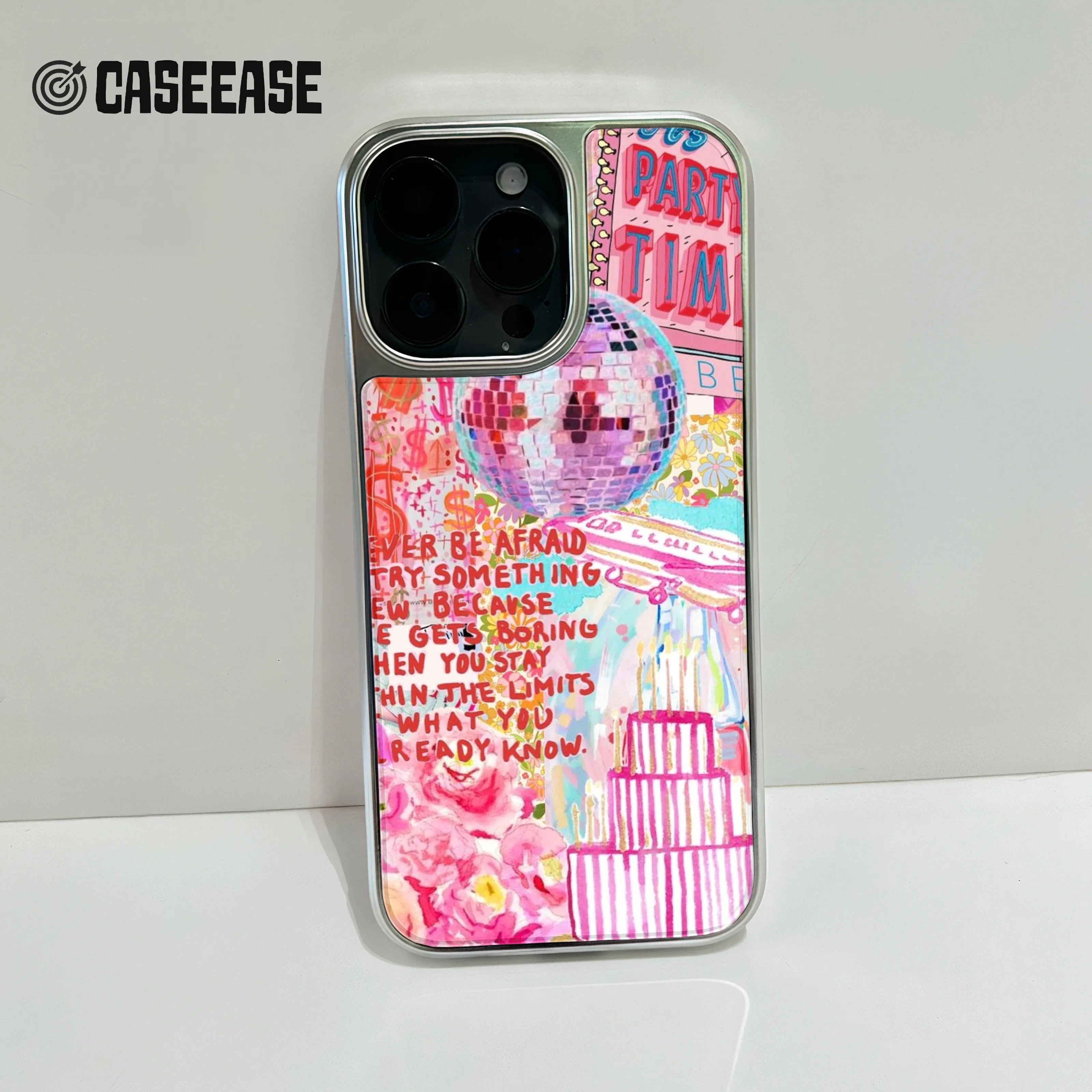 Holographic Chrome Party Time Phone Case - Colorful Disco Design