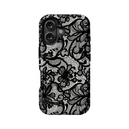 Elegante funda de teléfono de encaje negro