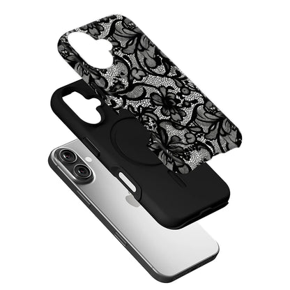 Elegante funda de teléfono de encaje negro