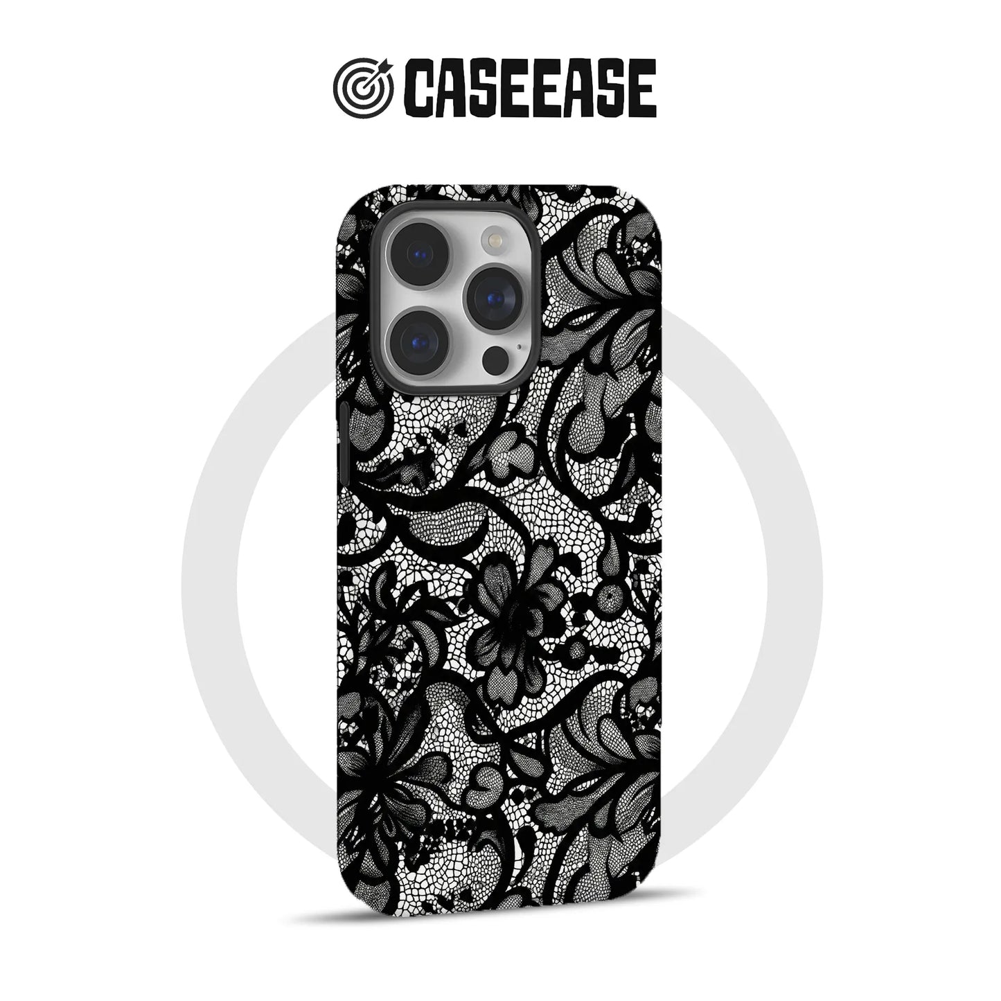 Elegante funda de teléfono de encaje negro