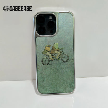 Holographic Chrome Frog Bicycle Phone Case - Unique Artistic Design