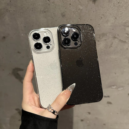 Funda de lujo con purpurina para iPhone | Protectora transparente con diamantes brillantes y protección completa para la lente de la cámara