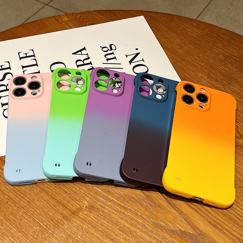 Vibrant Gradient Ombre iPhone Case | Soft Matte Liquid Silicone Cover with Camera Lens Protection, Shockproof Slim Fit