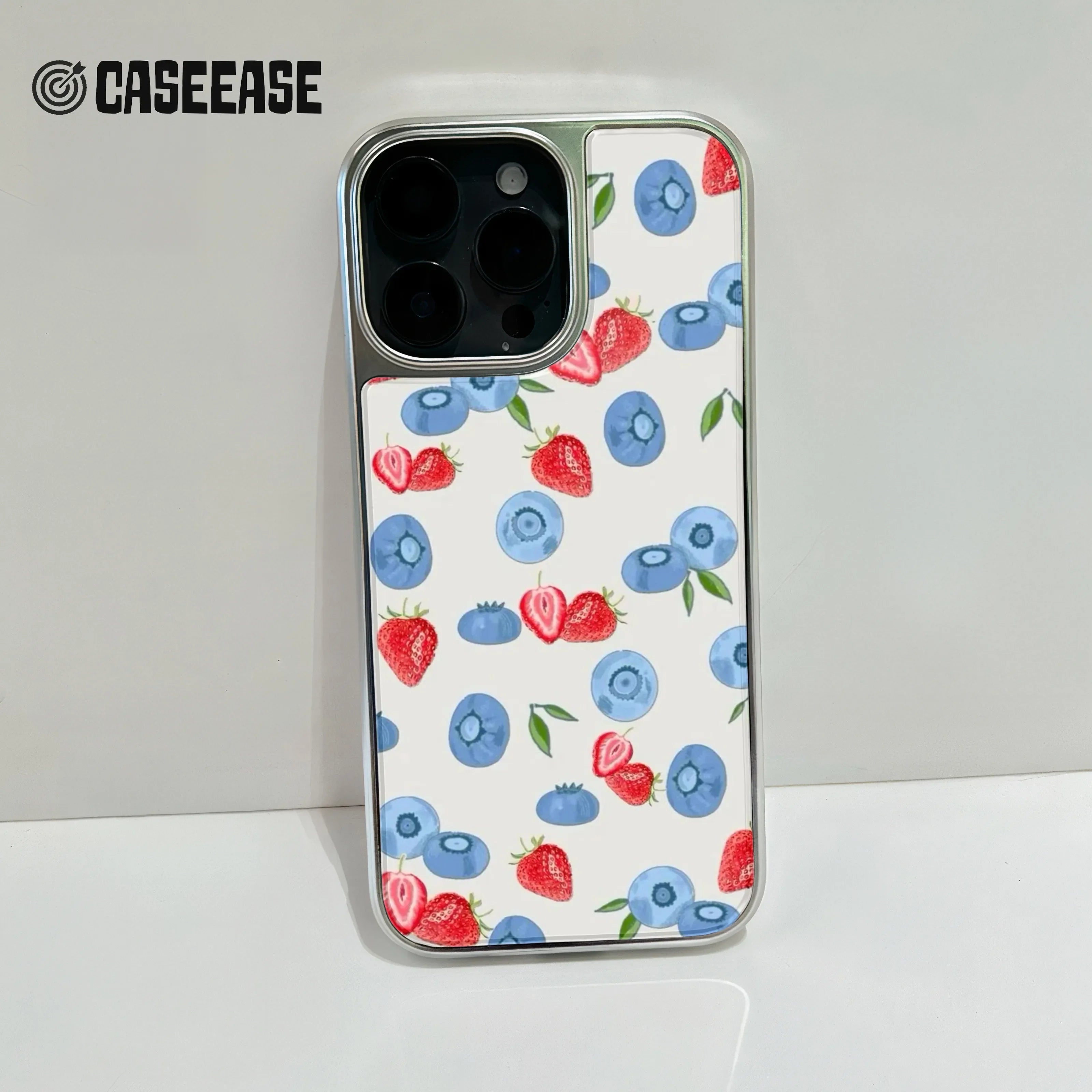 Holographic Chrome Berry Phone Case - Stylish Fruit Design